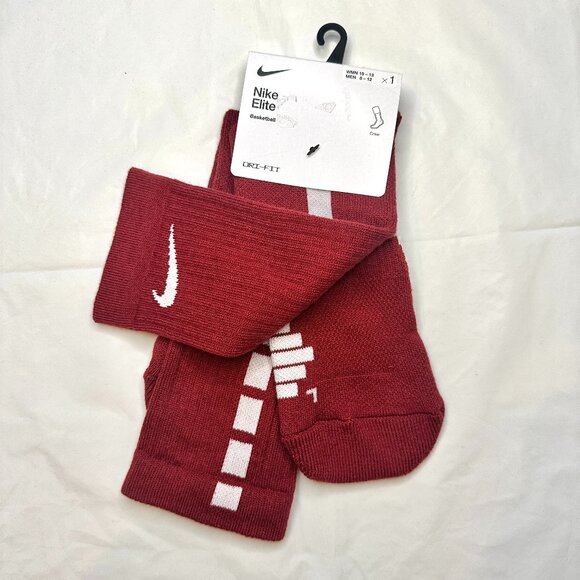 1 Pair Nike ELITE Cotton Basketball Mens 8-12 L Crew Sock White DRI-FIT Athletic - Picture 1 of 7